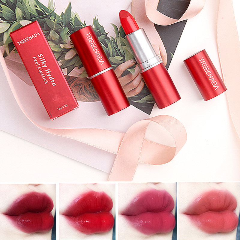 Thailand TREECHADA Red Tube Velvet Matte Lipstick 8 สี Enhance Complexion Moisturizing