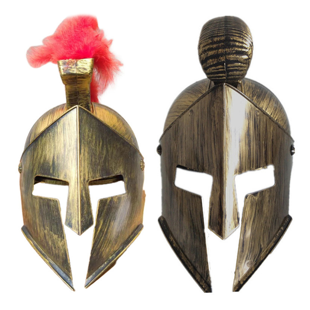 Rswnyirn อัศวินยุคกลาง Gladiator Spartan โรมันนักรบกรีกเครื่องแต่งกายหมวกกันน็อค Headwear อุปกรณ์เสริมสําหรับฮาโลวีนคอสเพลย์แต่งตัว Prop