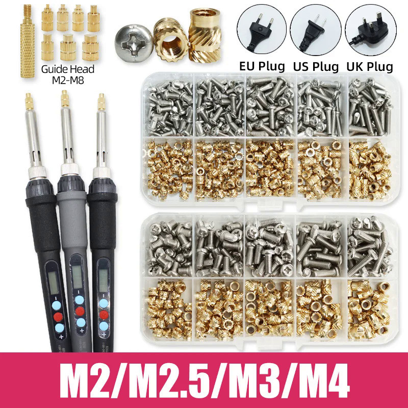 Brass Insert Nut and 304 Stainless Steel Screw for 3D Printer Plastic Thread Heat Set Insert Solderi