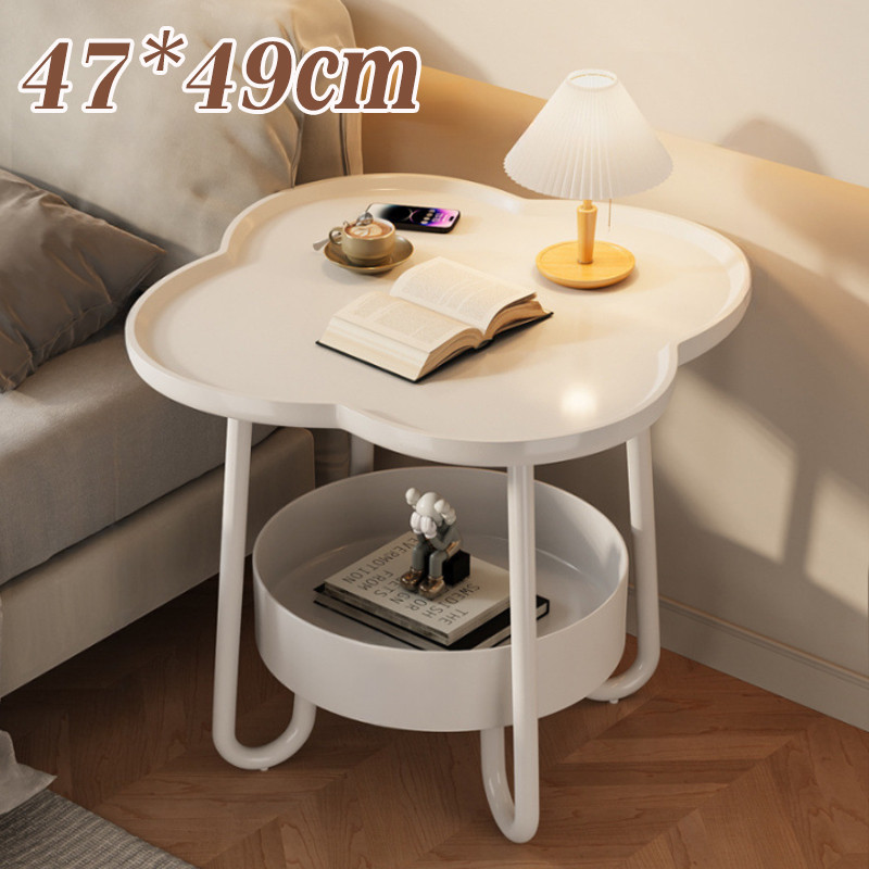 2 ชั้น โต๊ะโซฟา เคลื่อนย้ายได้ง่าย โต๊ะกาแฟเล็ก สร้างสรรค์ โต๊ะข้างเตียงขนาดเล็ก การออกแบบการจัดเก็บสองชั้น - รูปที่ 7