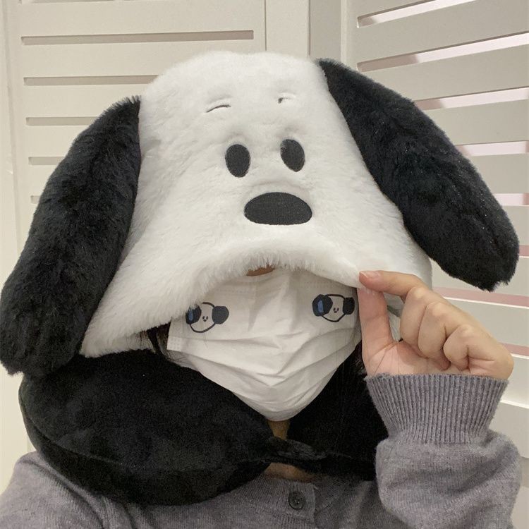 [ขายร้อน] น่ารักน่ารักหูใหญ่ ปาชา สุนัขหมวกหมอนคลุมด้วยผ้าหมอนรูปตัวยูสํานักงานหมอนงีบเดินทางหมอนรองคอของขวัญวันเกิดสําหรับเพื่อน