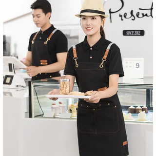 กันน้ำ ผ้ากันเปื้อน ผ้ากันเปื้อนยีนส์ ผ้ากันเปื้อนร้านกาแฟ เหมาะสำหรับร้านกาแฟ ผ้ากันเปื้อนทำงานครัว เอี้ยมกันเปื้อน