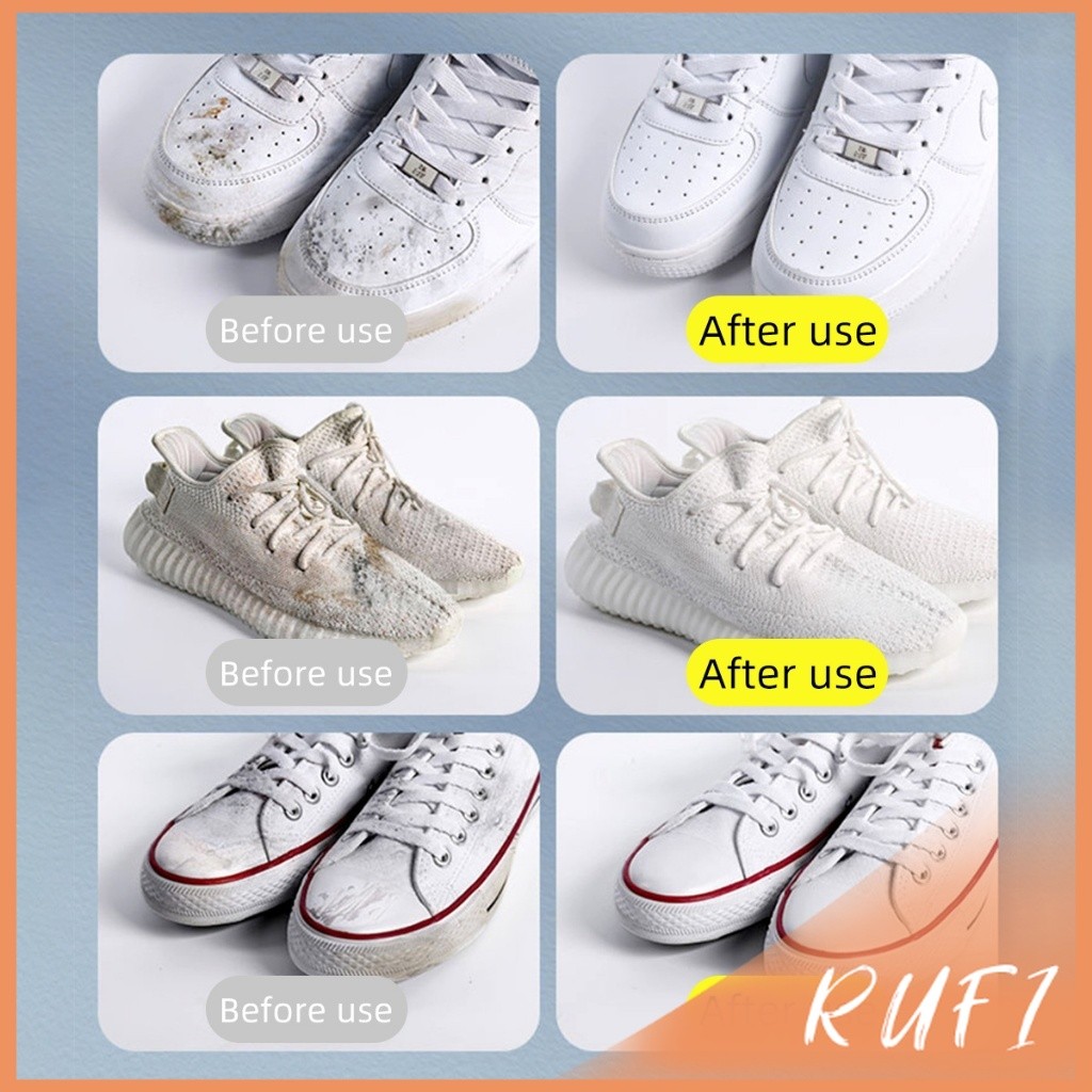 RUFI ครีมขัดรองเท้า 120g น้ำยาขัดรองเท้าขาว ไม่ต้องล้าง พร้อมฟองน้ำสำหรับขัด Shoe Cleaning Cream