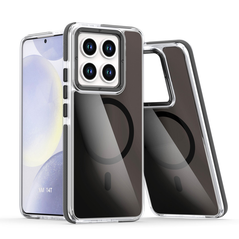 สําหรับ Xiaomi 14T, 14T Pro กรณี ELVEV Anti-drop Anti-สีเหลือง Hard PC Soft TPU ดูดปกหลัง