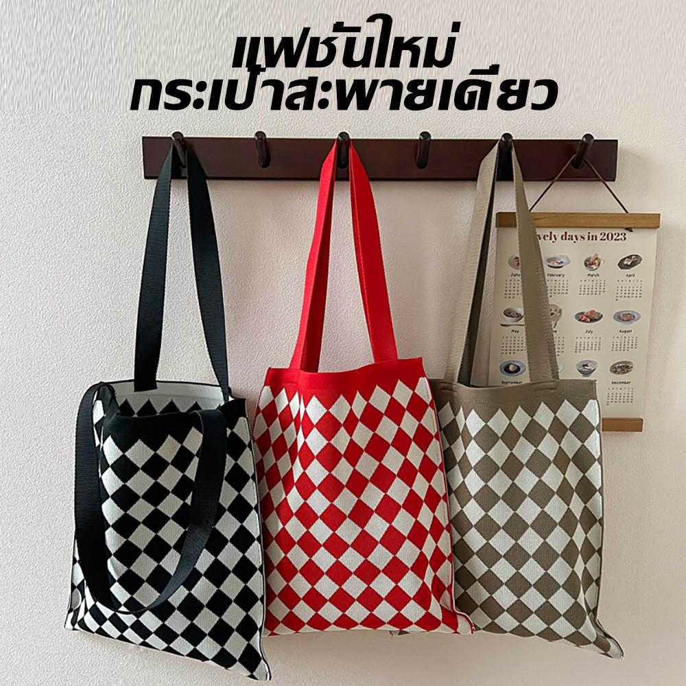 ผู้หญิงนํากลับมาใช้สะพายกระเป๋าช้อปปิ้งTiaได้กระเป๋าผ้าถักน่ารักla homeไหล่สําหรับ