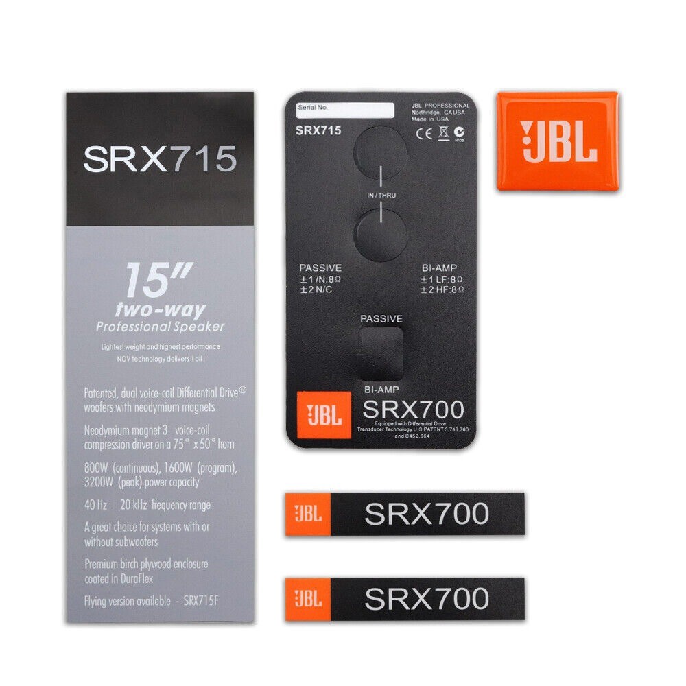 ชุดสติ๊กเกอร์พลาสติกป้ายโลโก้ JBL SRX700 SRX715