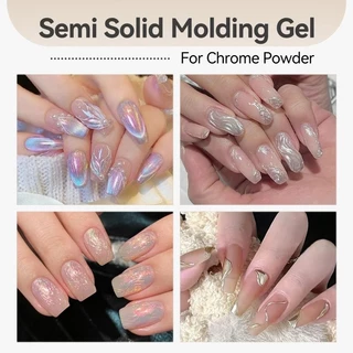 BORN PRETTY Solid Moulding เล็บเจล Soak Off เล็บ Glitter กระจกผง Chrome ฝุ่น Pigment ชุดตกแต่งเล็บ