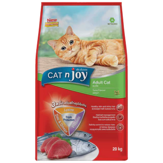 (ไม่ปกปิด) CAT n joy แคทเอ็นจอย อาหารเม็ดสำหรับแมวเกรดพรีเมี่ยมสำหรับแมวโต ทานง่ายไม่เค็ม ขนาด 20 กิโลกรัม