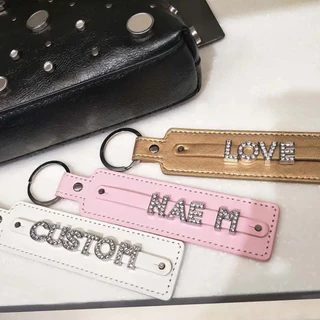 ชื่อที่กําหนดเอง Pu พวงกุญแจธุรกิจของขวัญ Y2K Key แขวนจี้รถ Key Chains โลหะแหวน DIY อุปกรณ์เสริม