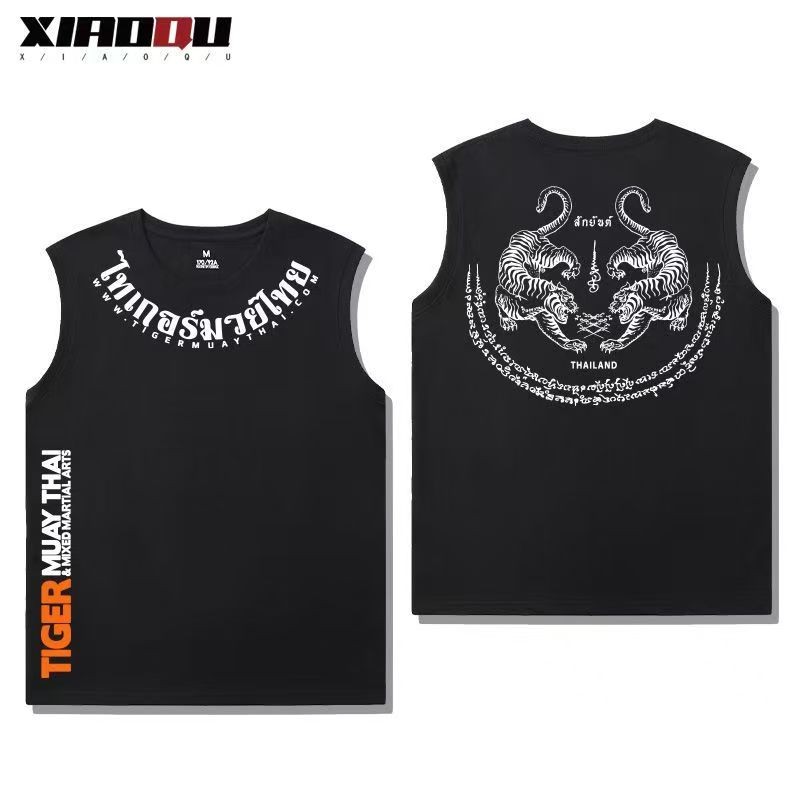 Readystock Muay Thai Tiger MMA Ultimate Fighting Tank Top for Men Soft Premium พิมพ์ไหล่แขนกุดลําลอง