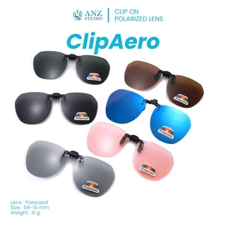 ANZ STUDIO เลนส์ Clip-On Polarized แท้ แบบหนีบ ทรงหยดน้ำ มี 6 สี คลิปออนติดแว่นตา
