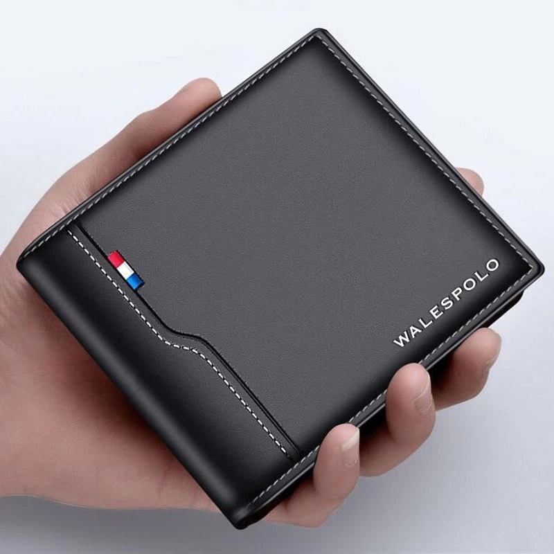 กระเป๋าสตางค์ ใบสั้น แบบบาง ใส่บัตรได้ สไตล์เกาหลี สําหรับผู้ชาย
