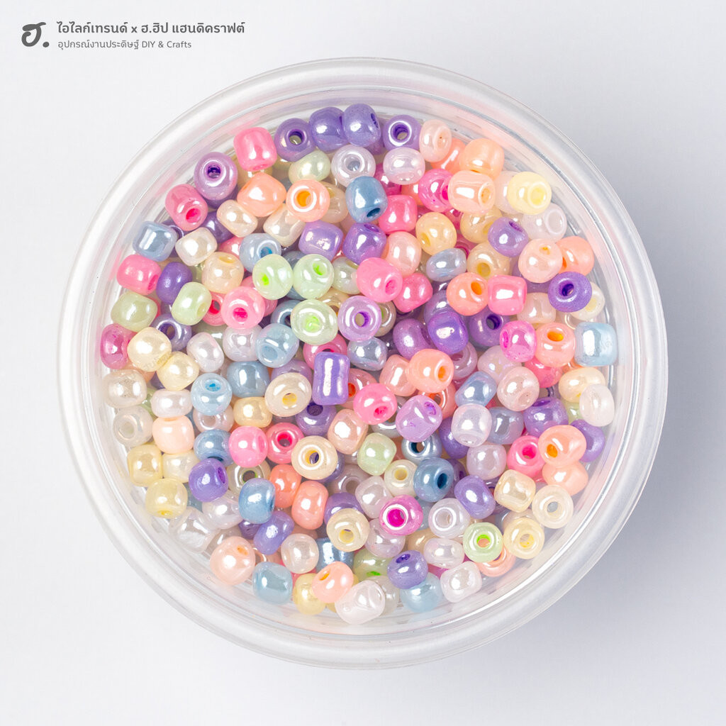 ลูกปัดเม็ดทราย ขนาด 4 มม. คละสีพาสเทล Pastel Dream