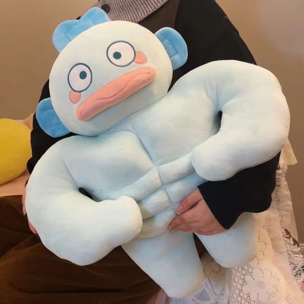 Spoof Muscle Fish Plush Toy ขนาด 40/60/80ซม. ตุ๊กตาการ์ตูน Soft หมอนน่ารักของขวัญวันเกิด - รูปที่ 3