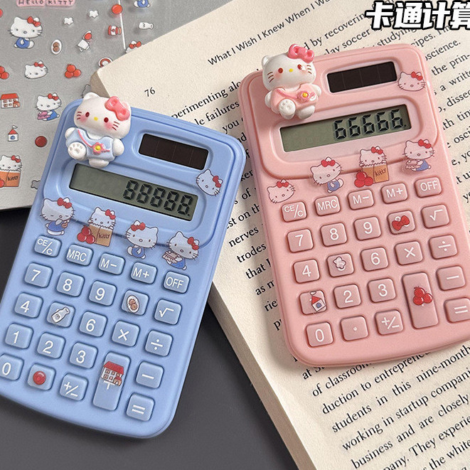 เครื่องคิดเลขแมวน่ารักมินิแบบพกพาคอมพิวเตอร์ปิดเสียงสอบการเรียนรู้เครื่องเขียนสร้างสรรค์พิเศษรางวัลของขวัญอุปกรณ์นักเรียนสํานักง