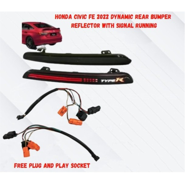 Honda Civic FE 2022-2025 Reflector ด้านหลังกันชน LED Daylight DRL วิ่งสัญญาณไฟเบรค