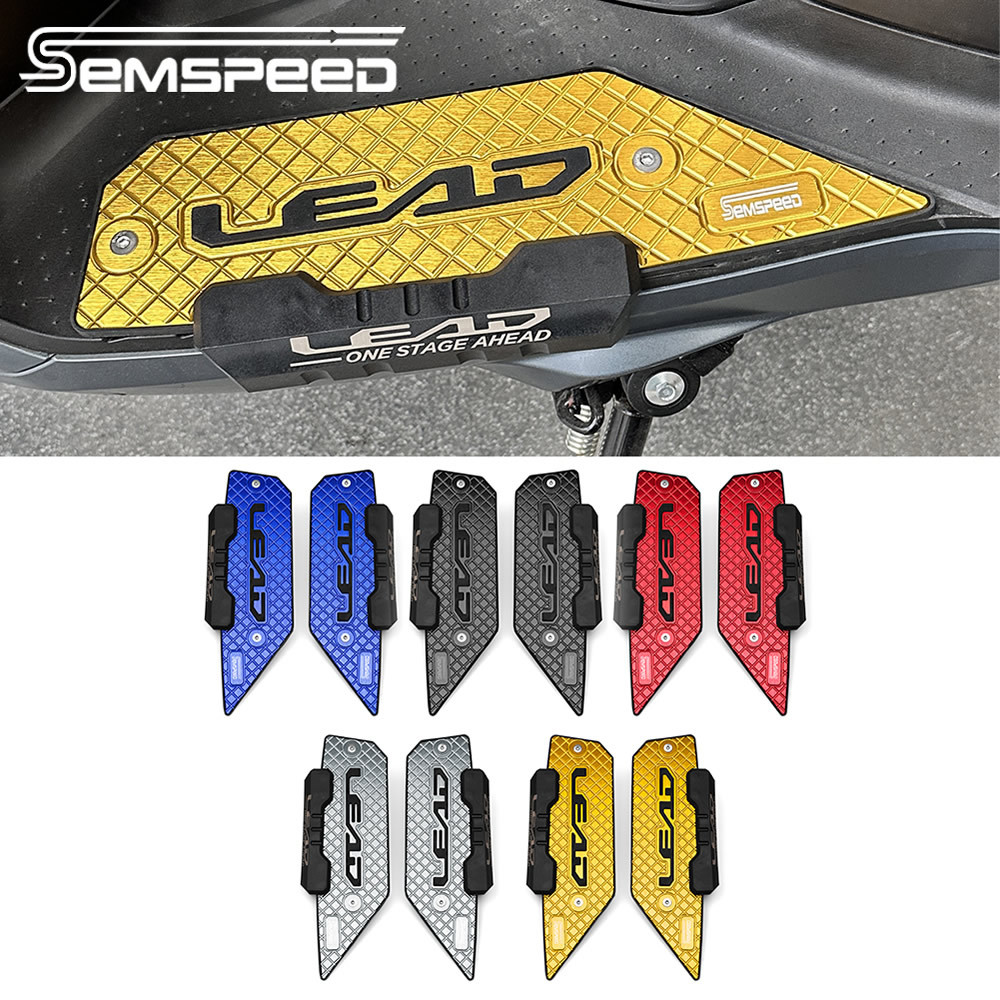 SEMSPEEDFor Honda Lead 160 125 รถจักรยานยนต์ CNC ที่วางเท้าด้านหน้า Footboard Matting Footpegs