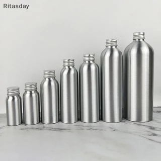 Ritasday 30ml-250ml ขวดอลูมิเนียมสีเงินพร้อมสกรูน้ําหอมเครื่องสําอางโทนเนอร์ขวดน้ํา Travel Protable ขวดรีฟิลใหม่