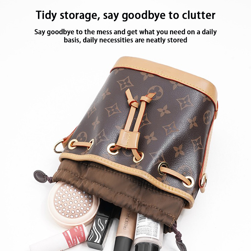 EverToner Drawstring ไนลอนกระเป๋าด้านใน Organizer ใส่กระเป๋าเหมาะสําหรับ L Na-no Noe Crossbody Bucket กระเป๋าผู้หญิงกระเป๋าเก็บเครื่องสําอาง - รูปที่ 5