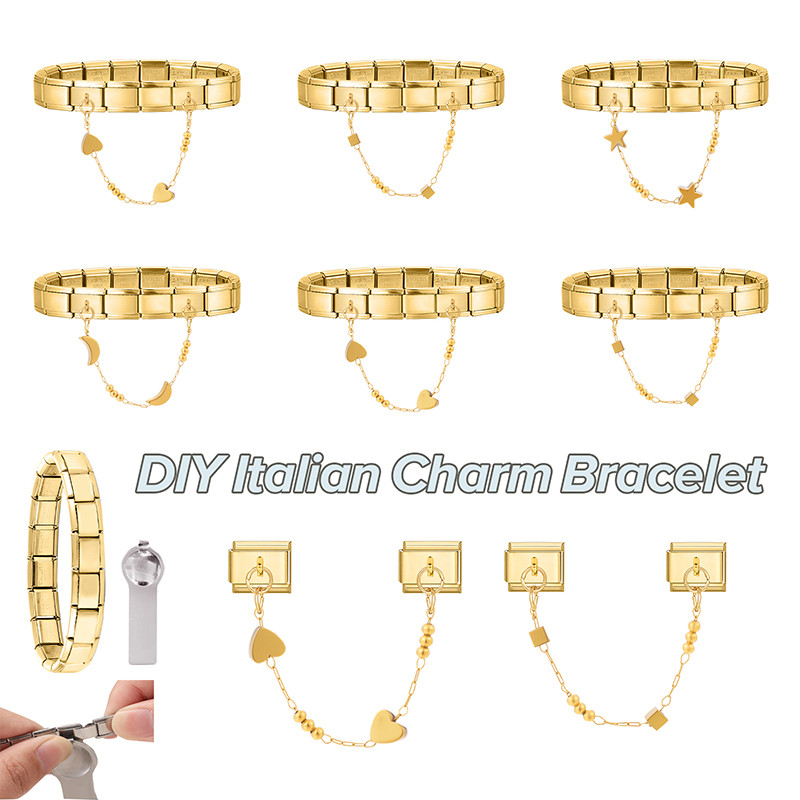 สไตล์พื้นฐานโกลเด้นโซ่จี้อิตาลีลิงค์พอดี9มิลลิเมตรสร้อยข้อมือทําทําเองรักผีเสื้อดอกไม้เสน่ห์สร้อยข้อมือลิงค์อุปกรณ์ย้อนยุคโมดูลสร้อยข้อ - รูปที่ 2