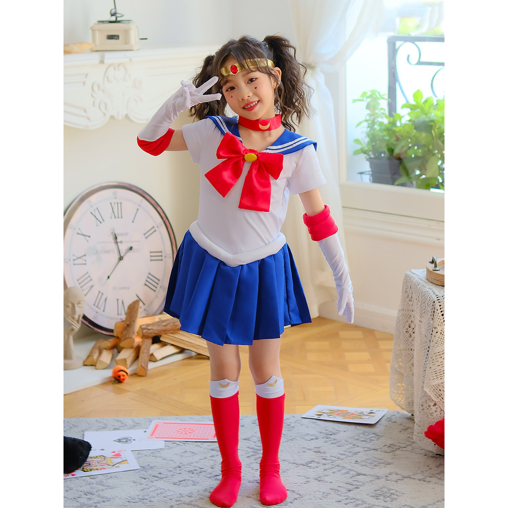 ชุดเซเลอร์มูนสําหรับเด็กผู้หญิง Usagi Tsukino คอสเพลย์ฮาโลวีน