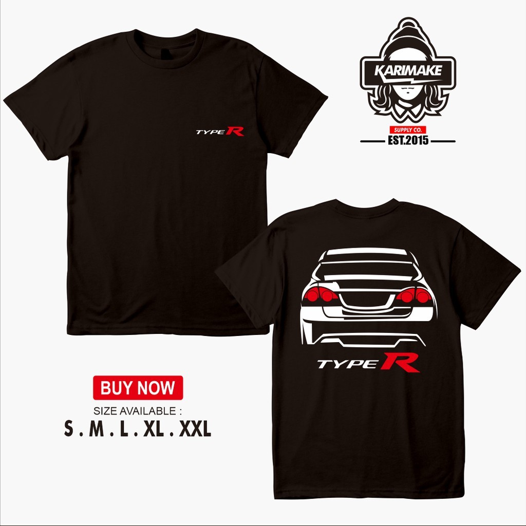 เสื้อยืดคอกลมพิมพ์ลาย Honda Civic FD Type REAR Karimake shirt Cotton