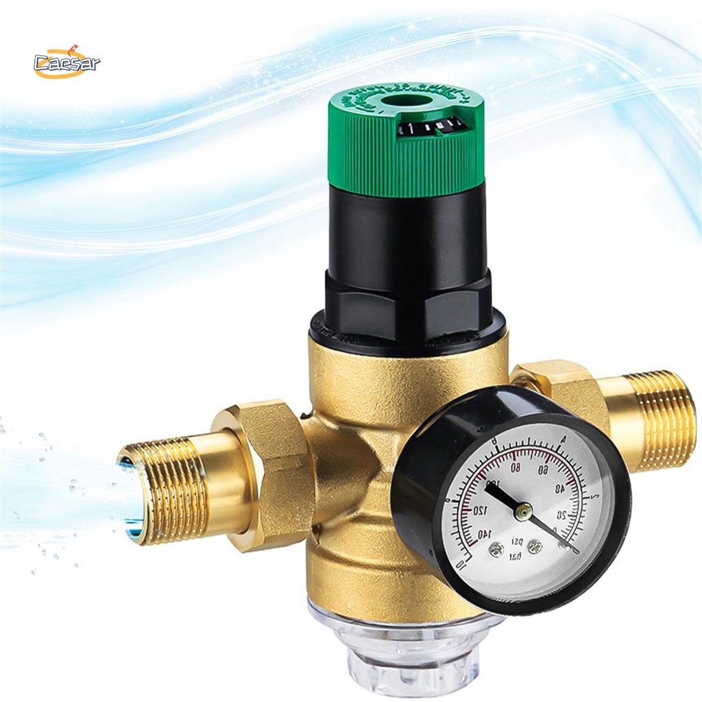 caesarA8 Water Pressure Regulator Water 3/4 นิ้ว, เครื่องปรับแรงดันน้ําพร้อมเครื่องฉีดน้ําแรงดันสูงและตัวกรองตาข่าย