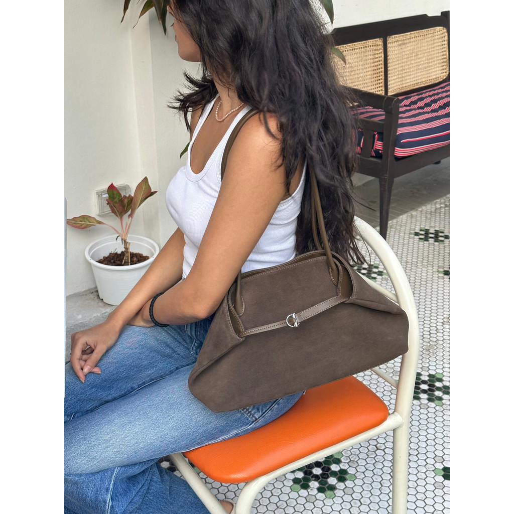 Aria Long Top Handle Suede Bag