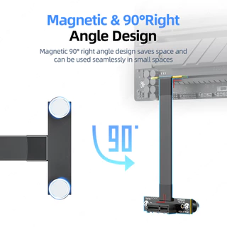 JEYI PCIe 3.0 X1 Magnetic Fixatiom Riser Cable 8Gbps - 90° มุมคู่ 10 ซม. (0.32ft) สําหรับการ์ด WiFi PCIe, อะแดปเตอร์ M.2, การ์ด USB PCIe