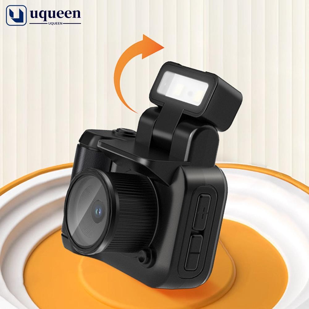 UQUEEN มินิกล้องพร้อมหน้าจอ HD 1080p พร้อมไฟแฟลชและแท่นวางแบตเตอรี่แบบพกพา Retro Ultra Compact Mini 