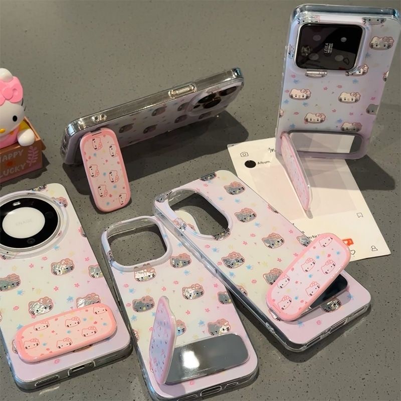 TheOne  การ์ตูนน่ารักพับได้กระจกโทรศัพท์ยืนยืดพับได้วางเดสก์ทอปเป็นการสนับสนุนสำหรับทุกชนิดของกรณีโทรศัพท์   C23