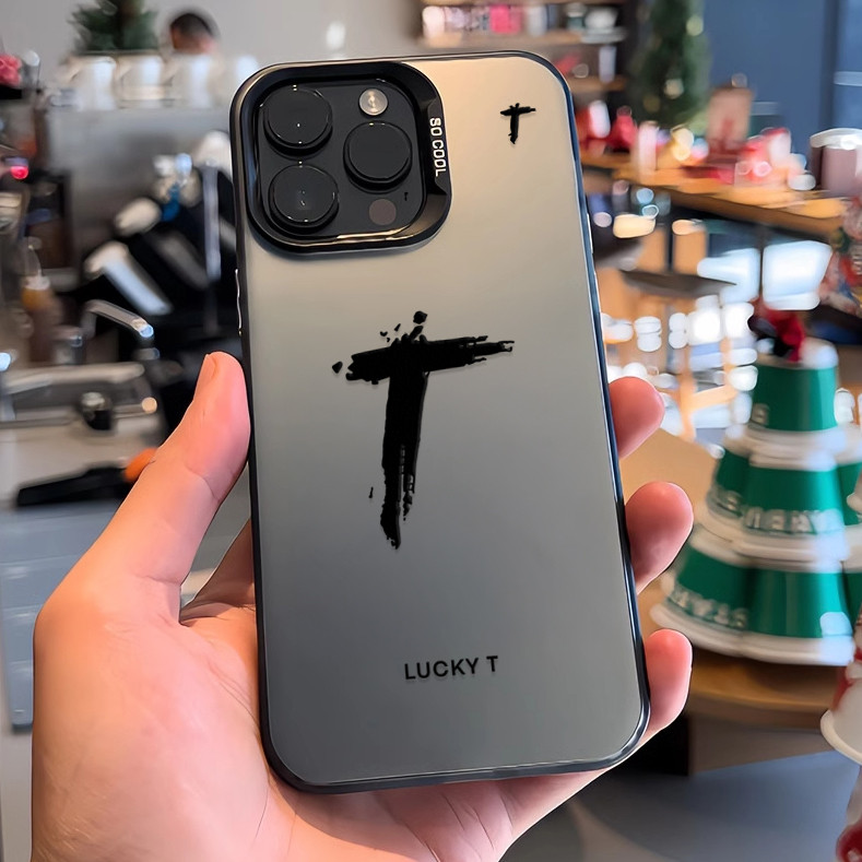 เคสมือถือคู่รักตัวอักษร T สุดเทรนด์ For iPhone 13 11 12 14 15 16 Pro MAX 14 15 16 Plus X XR XS MAX 8 7Plus เคสกันตกหล่น
