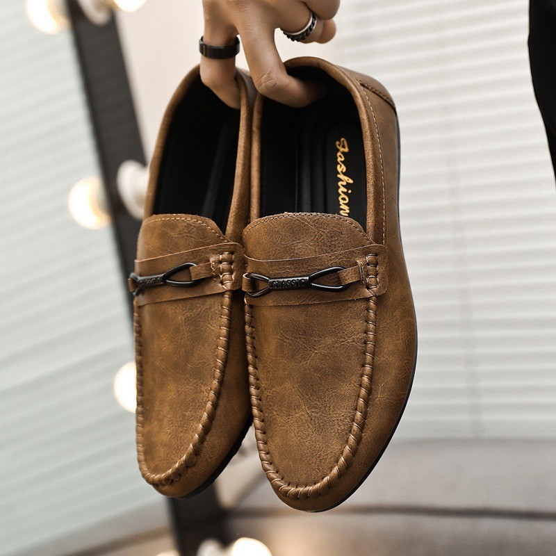 รองเท้าสลิปลำลองสำหรับผู้ชาย รองเท้าโลฟเฟอร์ รองเท้าหนังผู้ชาย Loafers สำหรับผู้ชาย,ขนาดใหญ่ 40-45