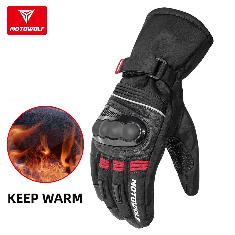 Motowolf Winter Motorcycle Thermal Gloves Men Waterproof Biker Gloves Fleece Windproof Motocross Glo