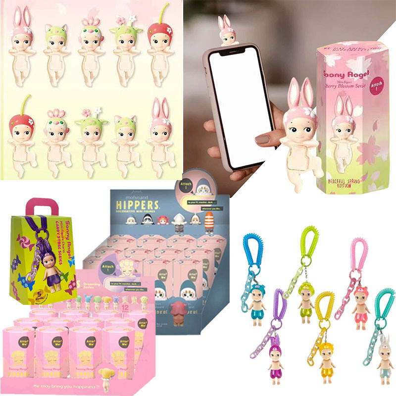 Sonny Angel Cherry Blossom Candy Store พวงกุญแจ Dreaming Hippers มินิรูป 1 ชิ้น Mofusand Hippers อุปกรณ์เสริมโทรศัพท์มือถือ