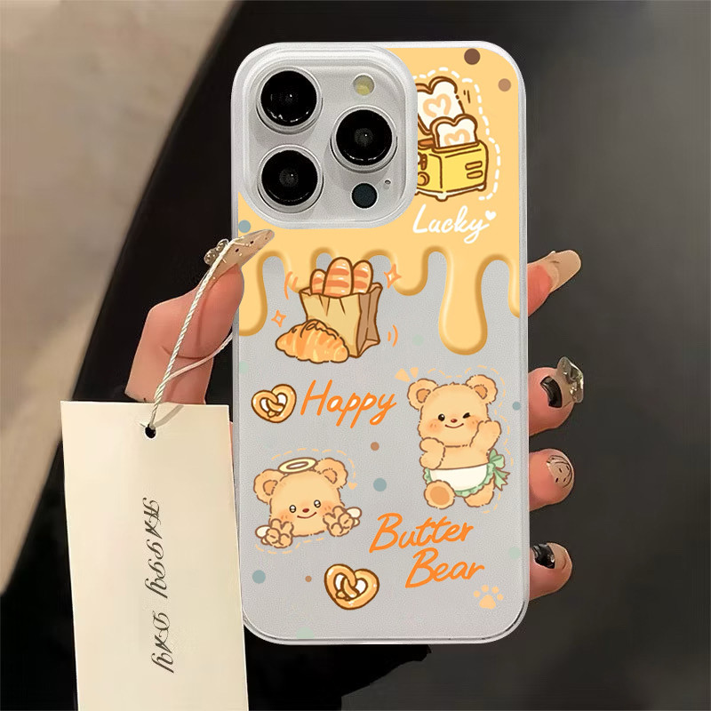 ขนมหวานหมีเนยกรณีโทรศัพท์มือถือกันฝุ่น for iPhone 8 plus XS 7 XR 13 Pro 12 14 PLUS 16 15 PRO MAX