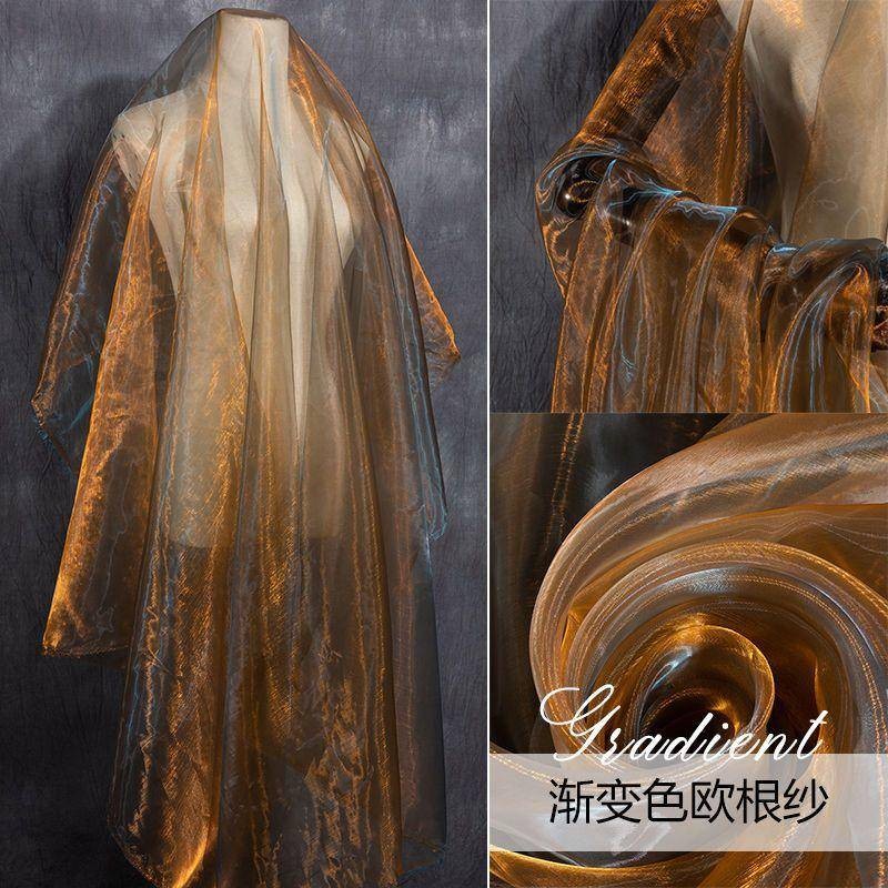 50*150 ซม.ไล่โทนสีสี Organza Designer ผ้าคุณภาพสูงชุด DIY ผ้า Plus วัสดุกึ่งโปร่งใสเวทีตกแต่งพื้นหลังตาข่าย