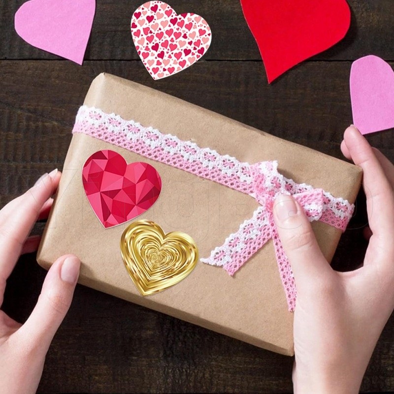 500ชิ้น/ม้วนรักสติกเกอร์วันวาเลนไทน์สติกเกอร์ซีลสีแดงเรืองแสงแววหัวใจของขวัญสติกเกอร์ตกแต่งเส้นผ่าศูนย์กลาง2.5ซม - รูปที่ 2