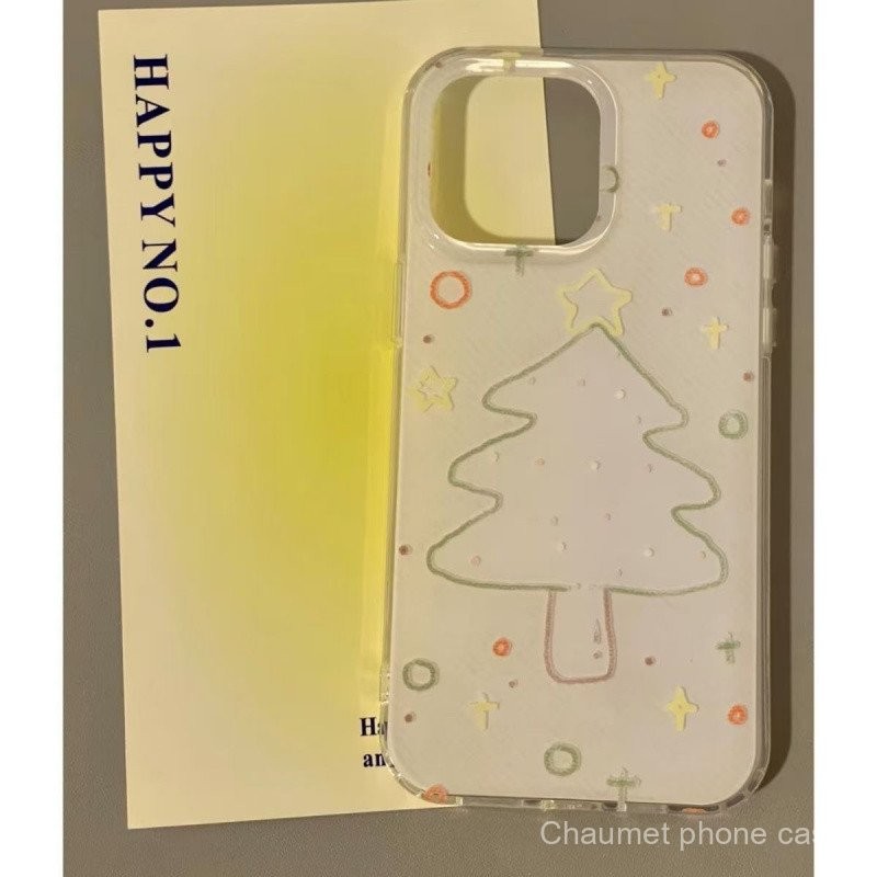 IMD สองชั้นเส้นต้นคริสต์มาสเคสโทรศัพท์มือถือเข้ากันได้กับ iphone16/15Pro เคสโทรศัพท์มือถือ14/13กันกร