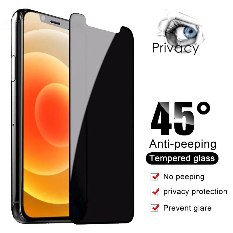 ฟิล์มกระจก ฟิล์มกันเสือก กันมอง iPhone 17 Air 16 16E 15 14 13 12 11 Pro X Xs Max Xr 7 8 6 6s Plus ip