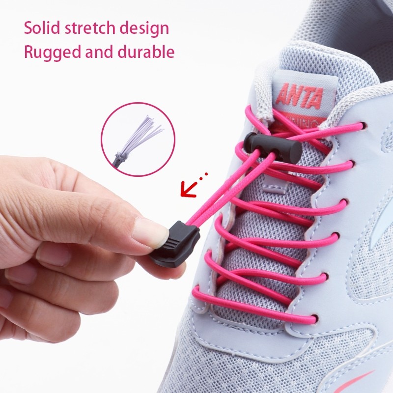 Solid Elastic รองเท้า Laces รองเท้าผ้าใบเทนนิสล็อค Shoelaces ไม่มี Ties ผู้ใหญ่เด็กรอบเชือกผูกรองเท้ายางสําหรับรองเท้า Accesories