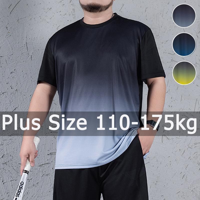 ผู้ชายขนาดใหญ่เสื้อยืดขนาดบวก6เอ็กแอล/7เอ็กแอล 110-175กิโลกรัมกีฬาไล่โทนสีประเดิมหลวมแขนสั้นรอบคอประเดิมยิมกีฬาบาสเกตบอลแบดมินตันท็อปส์ผู้ชายขนาดใหญ่เสื้อผ้