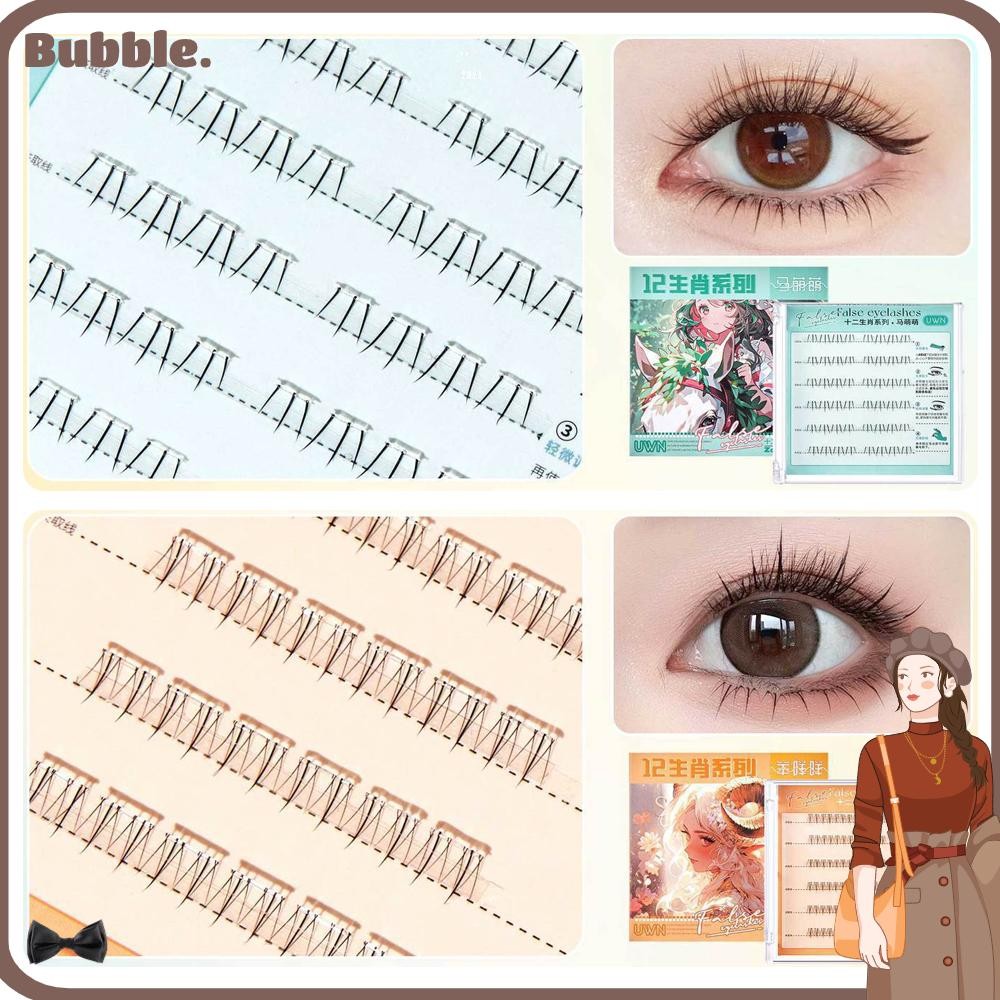 Bubble Self Adhesive Cluster Lashes, กดบนไม่ต้องใช้กาวขนตาปลอม, 12 Zodiac Series ธรรมชาติดู Handmade Segmented Eyelashes DIY Eyelash Extension