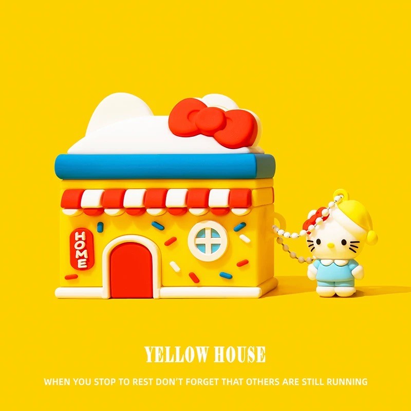 Hello Kitty House น่ารัก Airpods 4 กรณีป้องกัน Airpods Pro 2 กรณีหูฟัง Airpods Gen3 กรณีซิลิโคน Airp