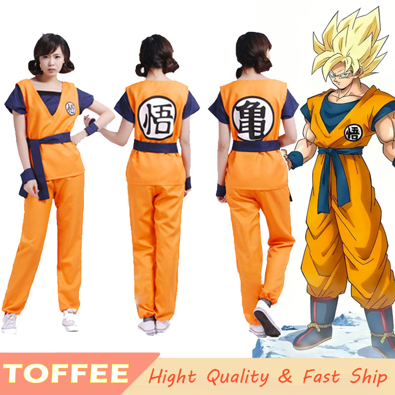 Dragon Ball Z Son Goku ชุดคอสเพลย์ผู้หญิงผู้ใหญ่ Man Jumpsuit อะนิเมะ Unisex การ์ตูนฮาโลวีนชุด Top กางเกงชุด