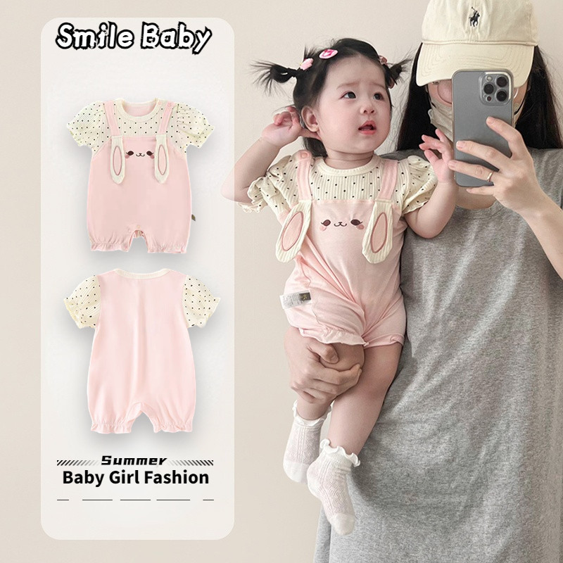 เด ็ ก Onesie 0-24 เดือนฤดูร ้ อนเสื ้ อผ ้ าเด ็ กยาวกระต ่ าย Super น ่ ารักแขนสั ้ นเสื ้ อผ ้ าทารกแรกเกิดบางเด ็ กสาว Romper