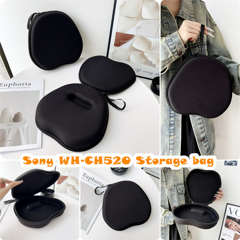สต็อกพร้อม!สําหรับ Sony WH-CH520 หูฟังกรณีสีดําบริสุทธิ์แผ่นรองหูฟังกระเป๋าเก็บชุดหูฟังปลอกกล่อง