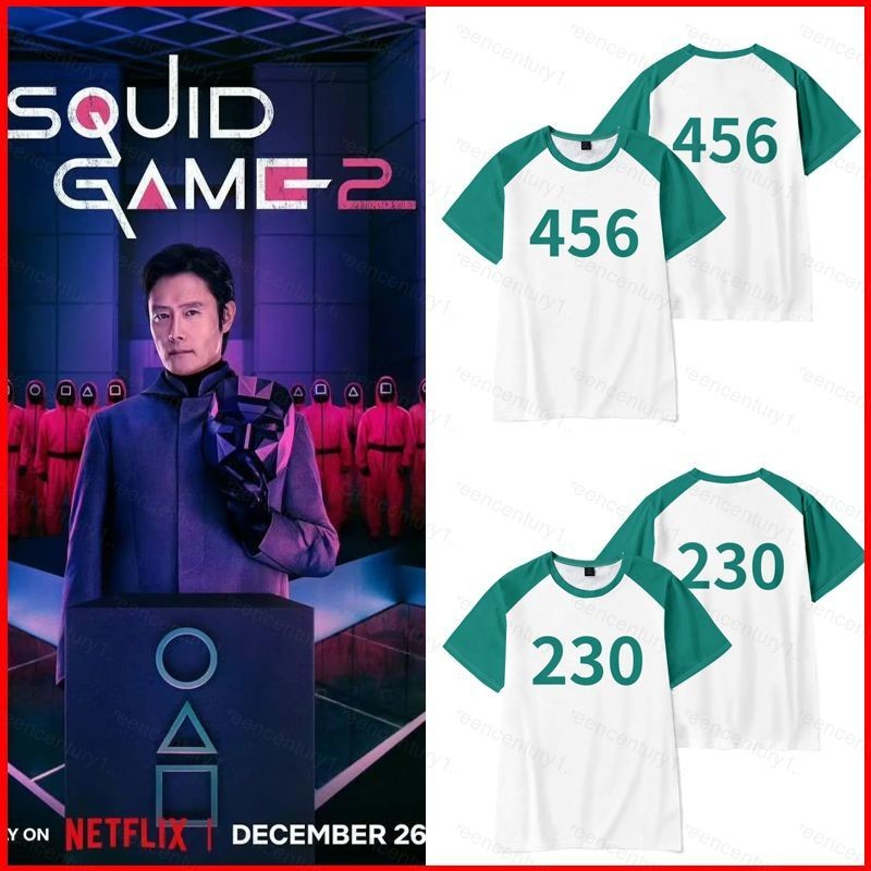Ys Squid Game Season 2 เบอร์ 230 456 222 เสื้อยืดฤดูร้อน Anime Short Sleeve Top