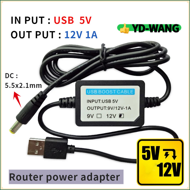 DC 5V ถึง DC 12V 1A ชาร์จ USB Power Boost Step Up สาย USB อะแดปเตอร์แปลงสายไฟพร้อม Boost Transformer Component Router Power Adapter