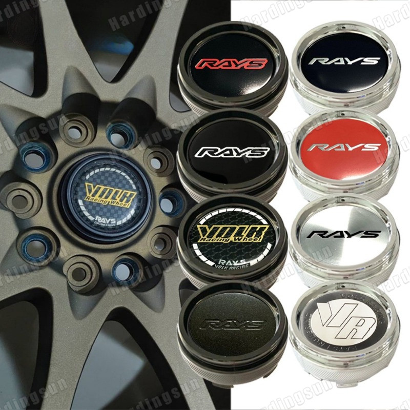 4pcs 66 62 60 61mm จัดแต่งทรงผมรถ Rays VOLK Racing Center ขอบสัญลักษณ์สติกเกอร์ล้อ Caps Center Hub ส